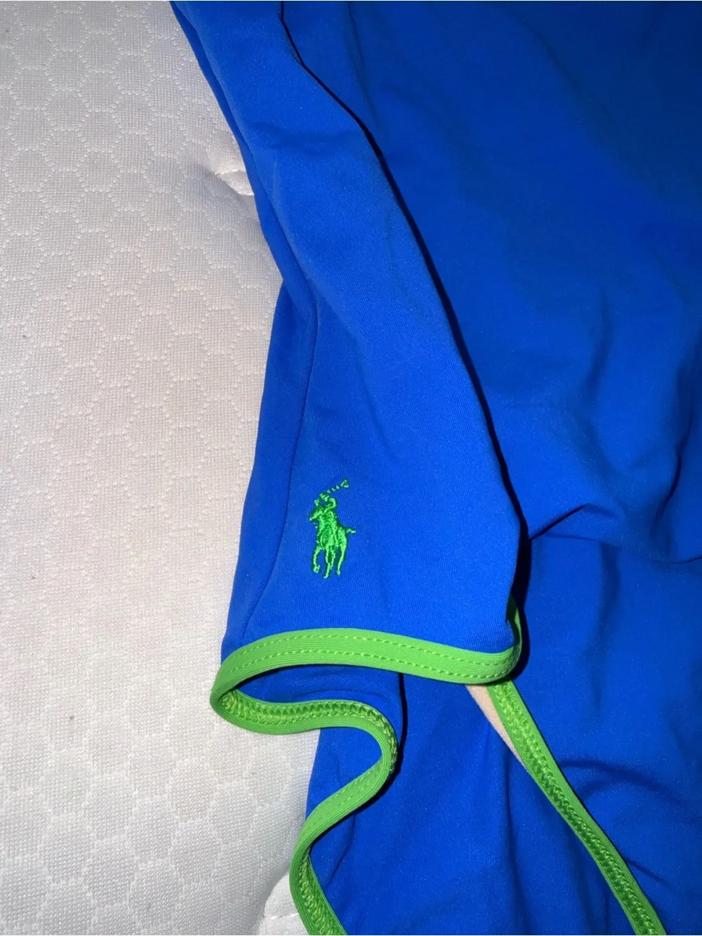 142. Ralph Lauren Blue One-Piece Swimsuit with Green Trim